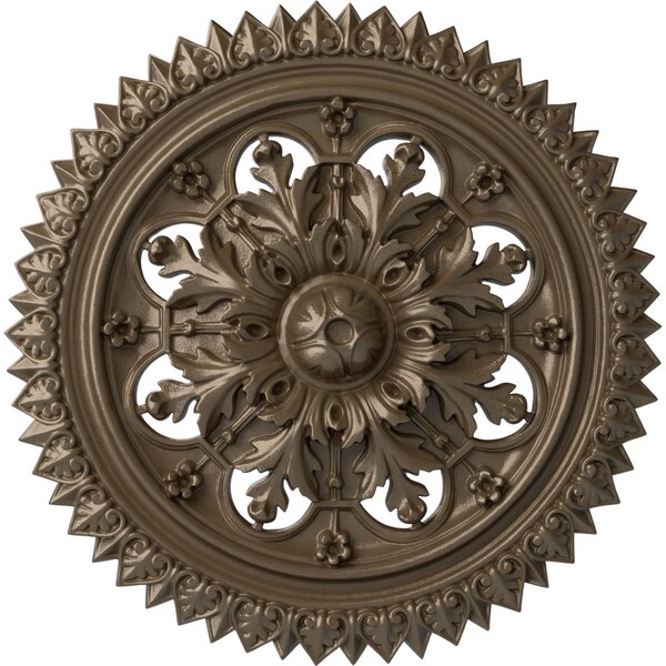 Ekena Millwork York Ceiling Medallion (Fits Canopies up to 3 5/8"), Hand-Painted Warm Silver, 21 5/8"OD x 2 1/2"P CM21YOWSS - main
